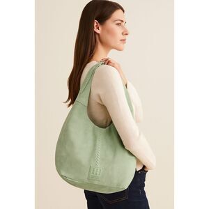 Haute Hippie Leather Festival Suede Hobo Shoulder Bag Light Green Purse New